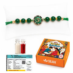 Natural Green Jade Crystal Rakhi with Om Charm