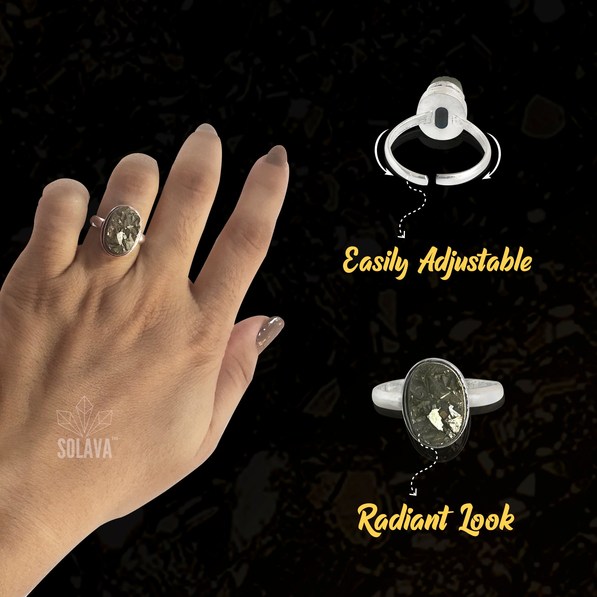 Pyrite Stone Original Ring - Certified Adjustable