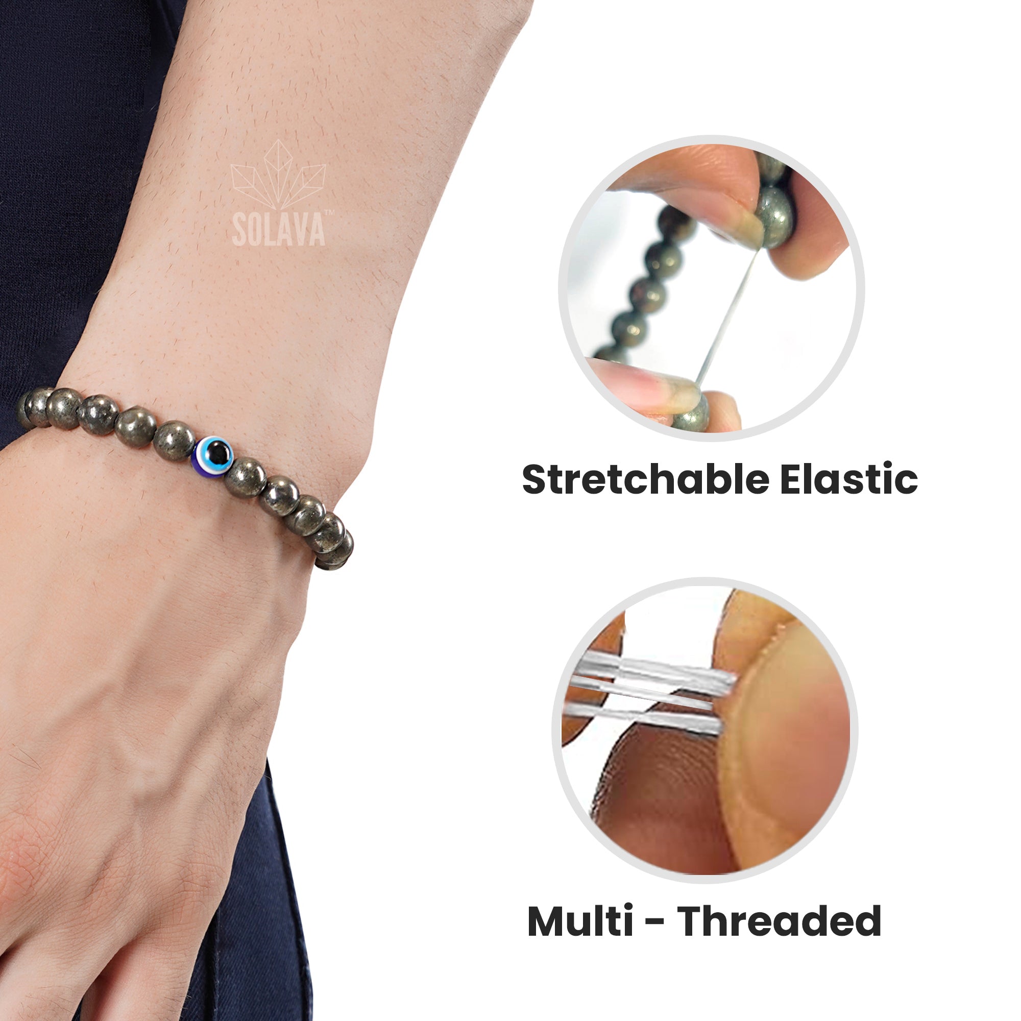 Original Pyrite Bracelet with Evil Eye