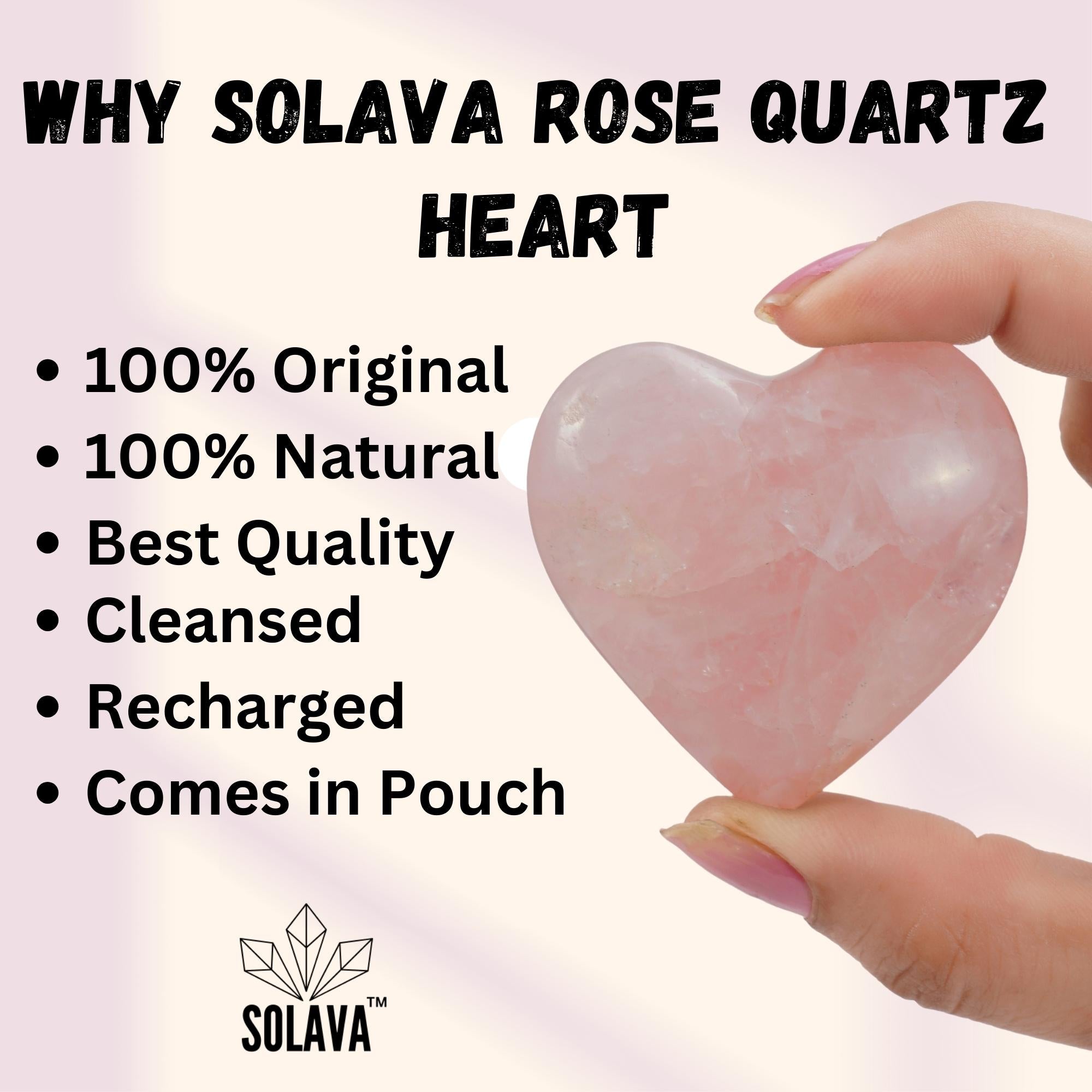 Natural Rose Quartz Heart Shaped Crystal Stone Original Certified
